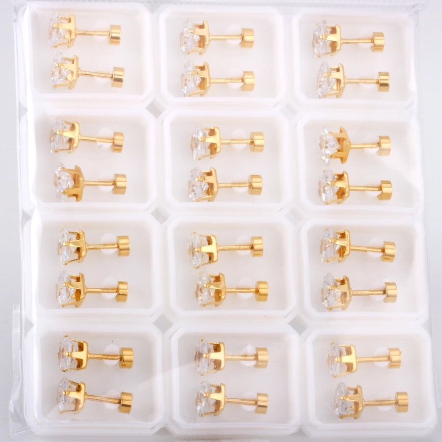 1 Set Casual Elegant Simple Style Geometric Plating 304 Stainless Steel Zircon Ear Studs