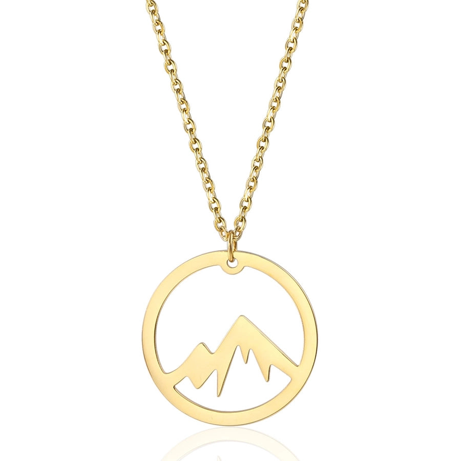 304 Stainless Steel 18K Gold Plated Simple Style Plating Geometric Mountain Pendant Necklace