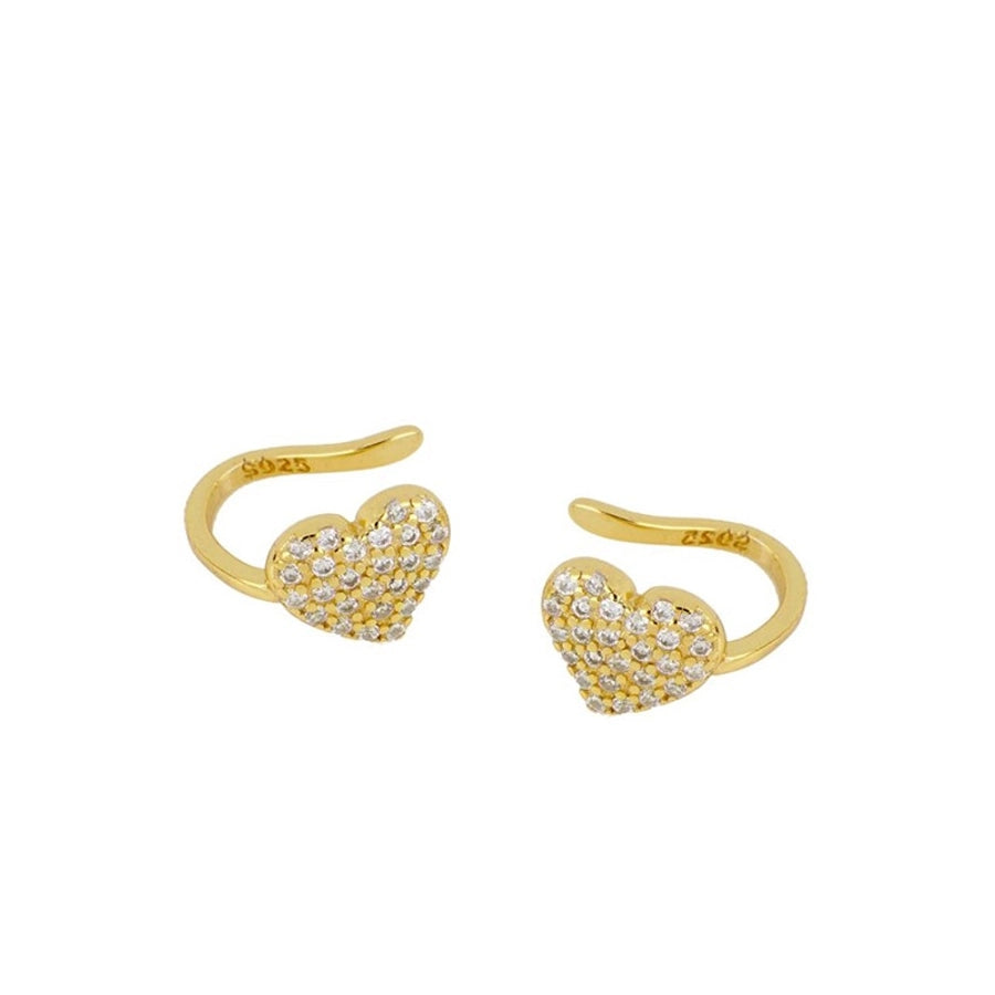 1 Pair IG Style Basic Simple Style Heart Shape Copper Zircon Ear Cuffs - CEJEW