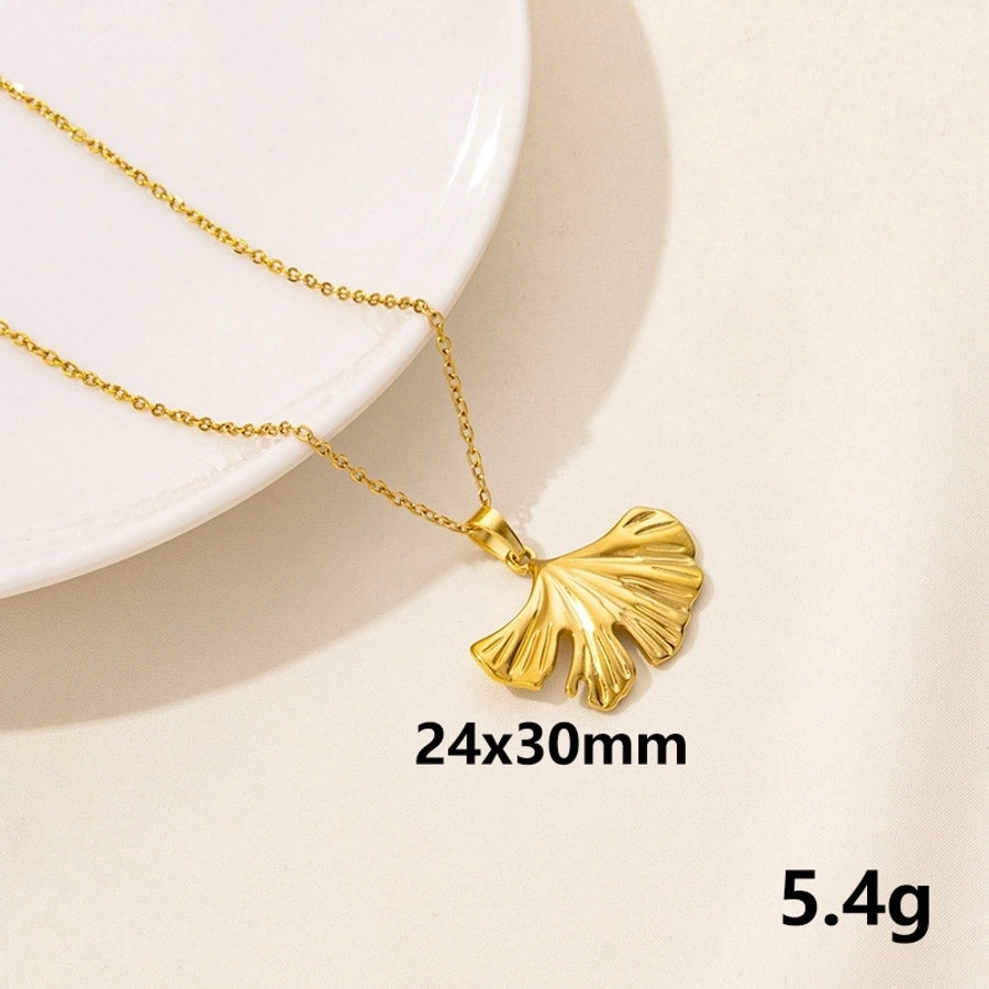 Jewelry Casual Simple Style Leaves 304 Stainless Steel 18K Gold Plated Pendant Necklace