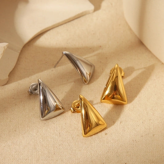 1 Pair IG Style Simple Style Commute Triangle Solid Color 304 Stainless Steel 14K Gold Plated Ear Studs