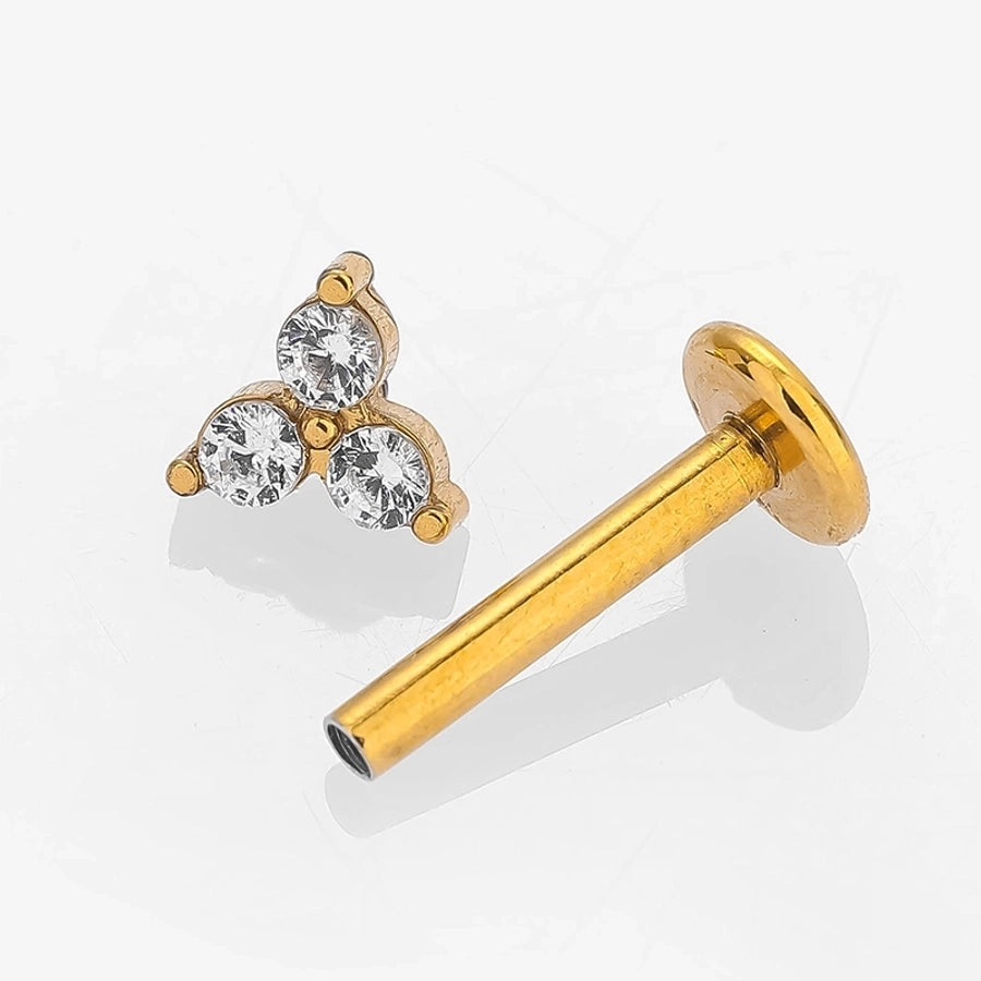 1 Piece Lip Rings Simple Style Classic Style Cross Flower 316L Stainless Steel  Polishing Zircon 18K Gold Plated Lip Rings Ear Cartilage Rings & Studs Nose Rings & Studs