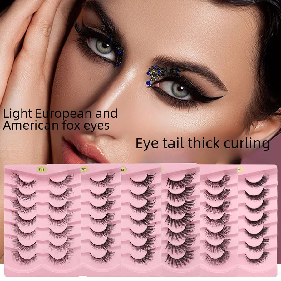 Fox System Slanting False Eyelashes Soft Comfortable Natural Dense European Style One-piece Black Stem False Eyelashes