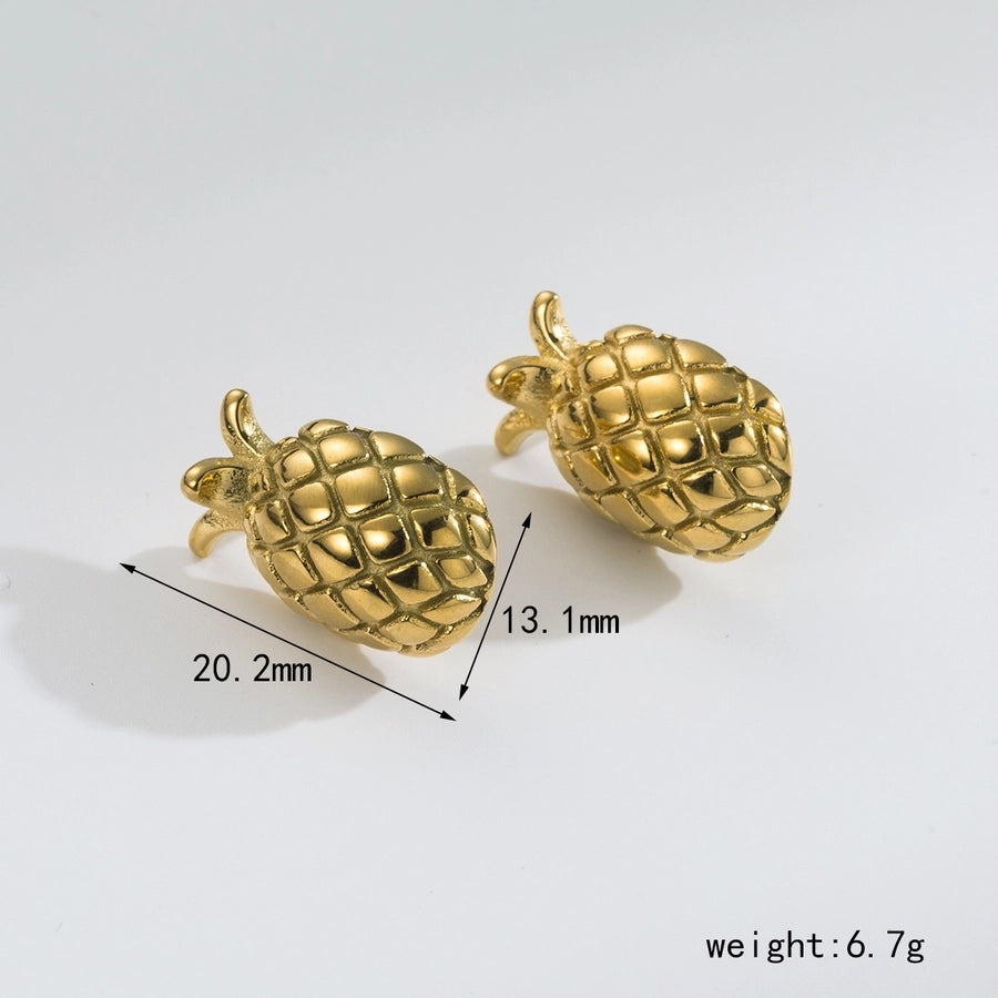 1 Pair Cute Sweet Pineapple 304 Stainless Steel 18K Gold Plated Ear Studs