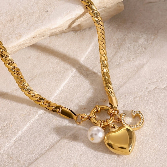 Jewelry Simple Style Classic Style Letter Heart Shape 304 Stainless Steel Pendant Necklace