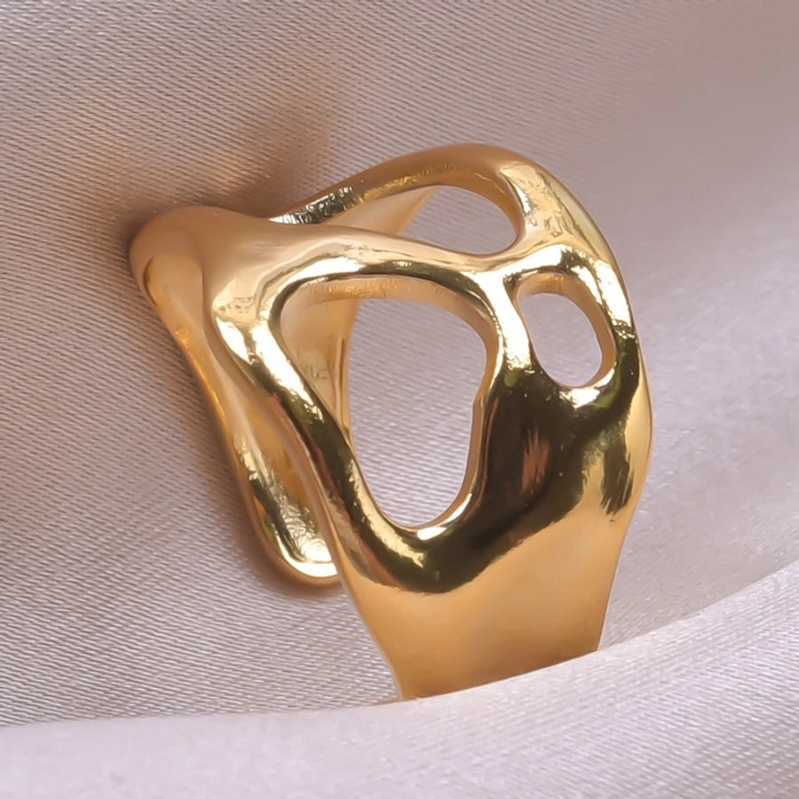 Jewelry Simple Style Solid Color 304 Stainless Steel 18K Gold Plated Plating Rings