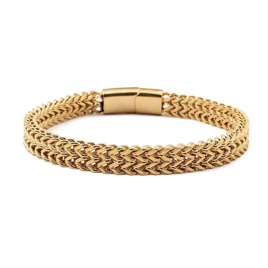 Hip-Hop Solid Color 201 Stainless Steel 18K Gold Plated Bracelets In Bulk