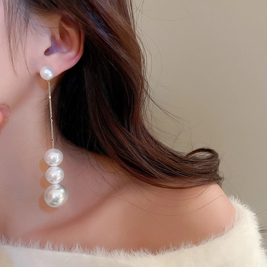 jewelry lady pearl alloy gold plated plating drop earrings - CEJEW