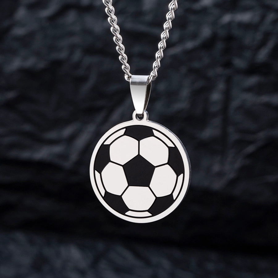 304 Stainless Steel Hip-Hop Simple Style Football Pendant Necklace