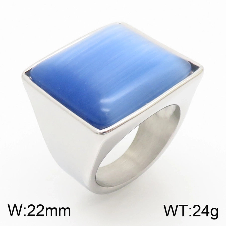 Jewelry Vintage Style Geometric Square Stainless Steel 18K Gold Plated Plating Rings