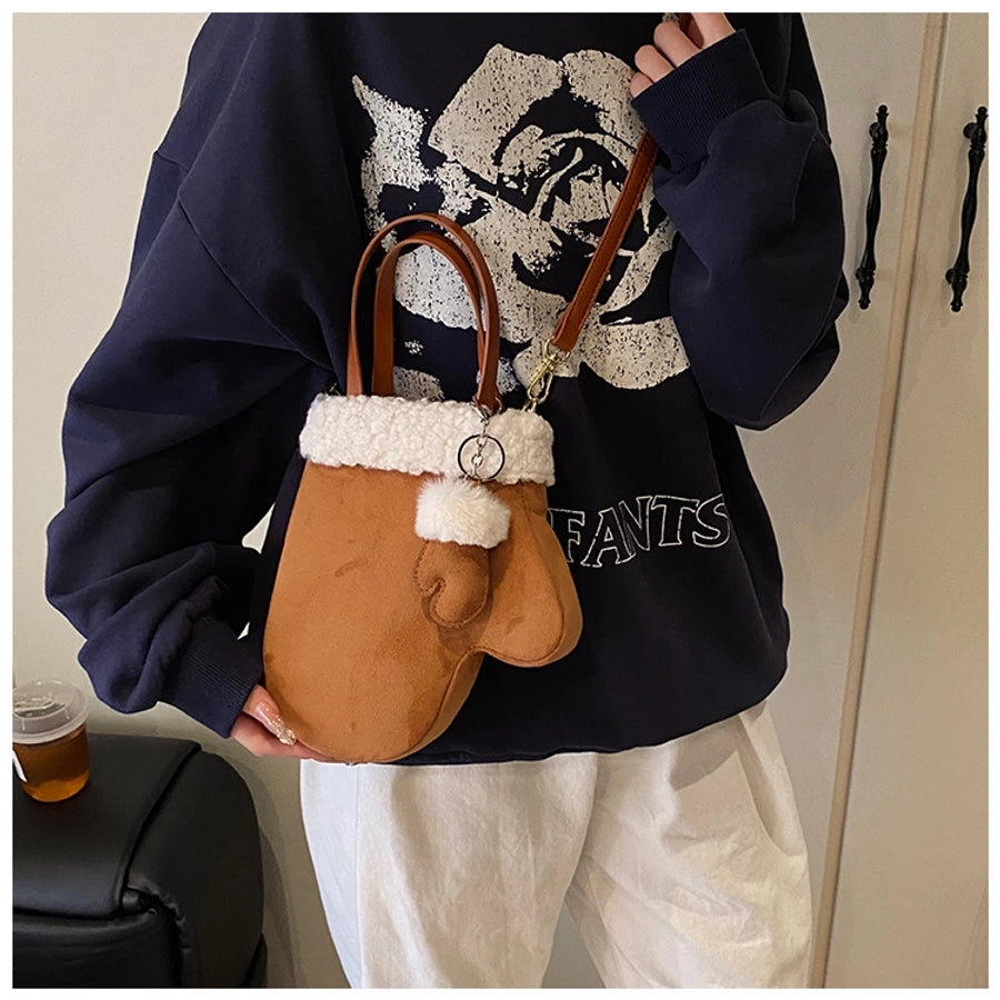 Women's Small Pu Leather Solid Color Streetwear Sewing Thread Glove-shaped Magnetic Buckle Crossbody Bag