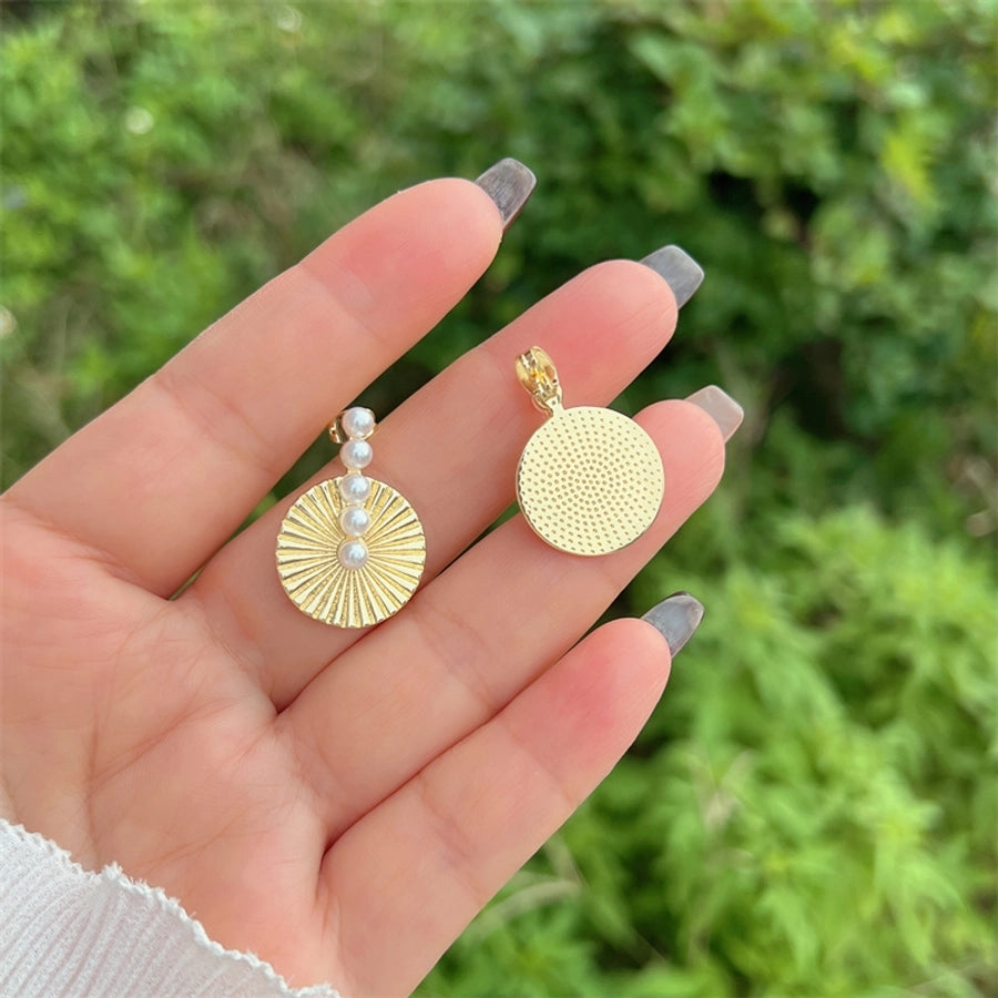 1 Pair Modern Style Simple Style Streetwear Solid Color Inlay Copper Imitation Pearl Zircon 18K Gold Plated Drop Earrings