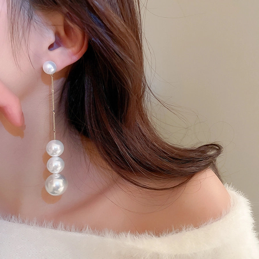 jewelry lady pearl alloy gold plated plating drop earrings - CEJEW