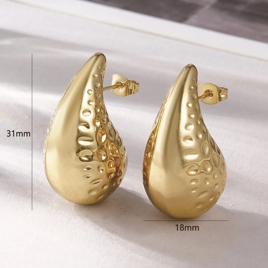 style titanium steel hollow earrings vacuum electroplating 18K real gold stainless steel Women's Light earrings simple earrings - CEJEW