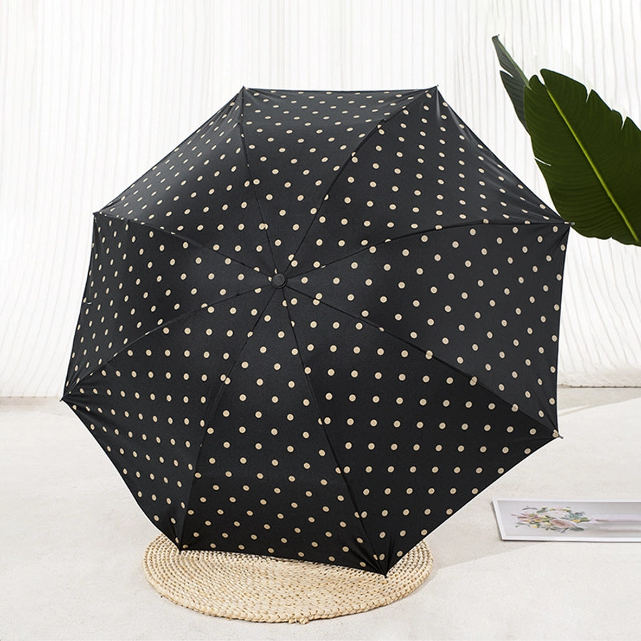 Retro Round Dots Polyester Iron Umbrella Rain Gear