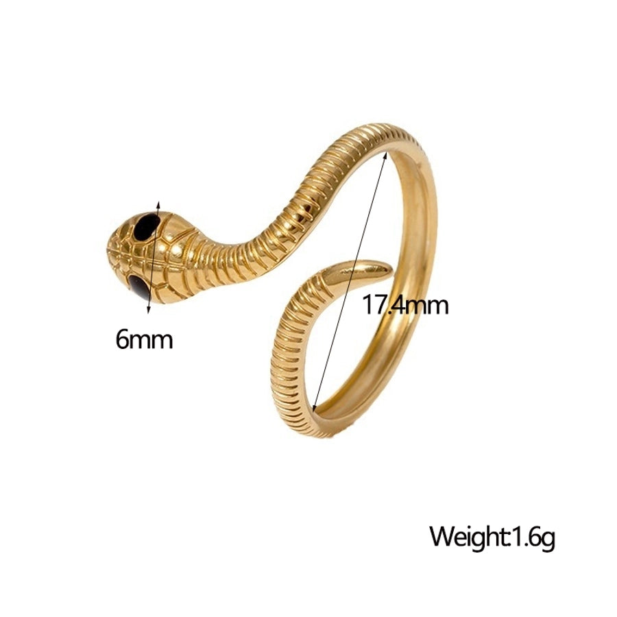 Jewelry Modern Style Simple Style Cool Style Snake 304 Stainless Steel 18K Gold Plated Enamel Stainless Steel Rings - CEJEW