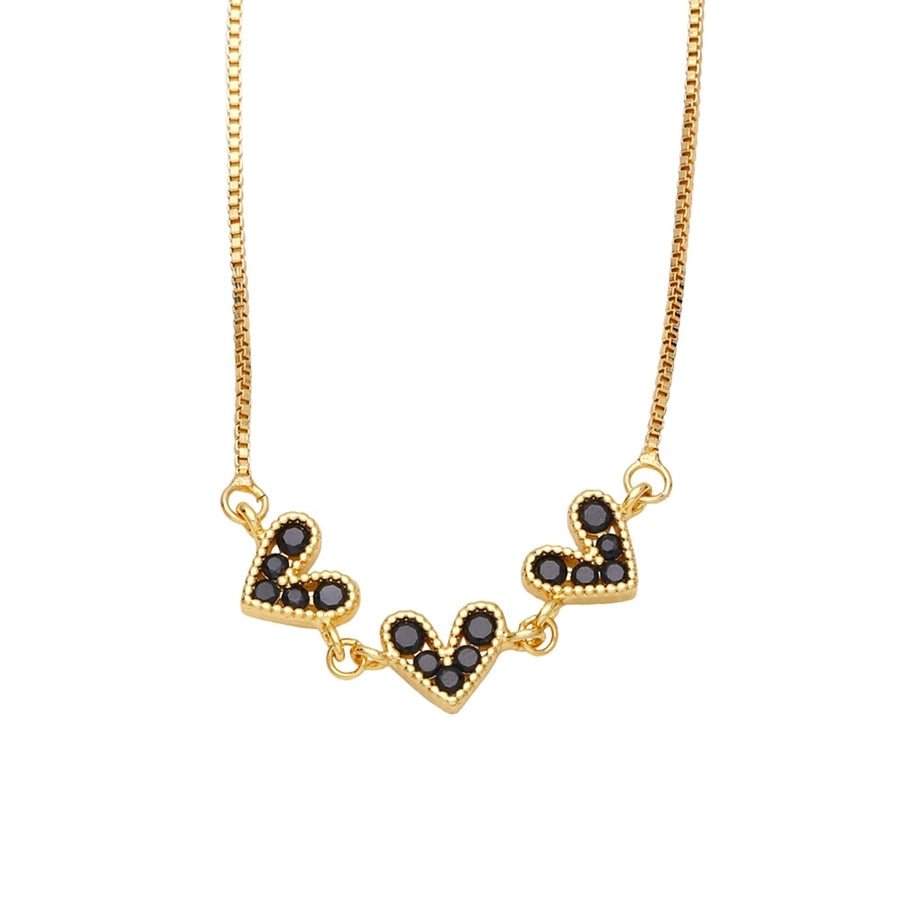 fashion color zircon heart shape stitching copper necklace