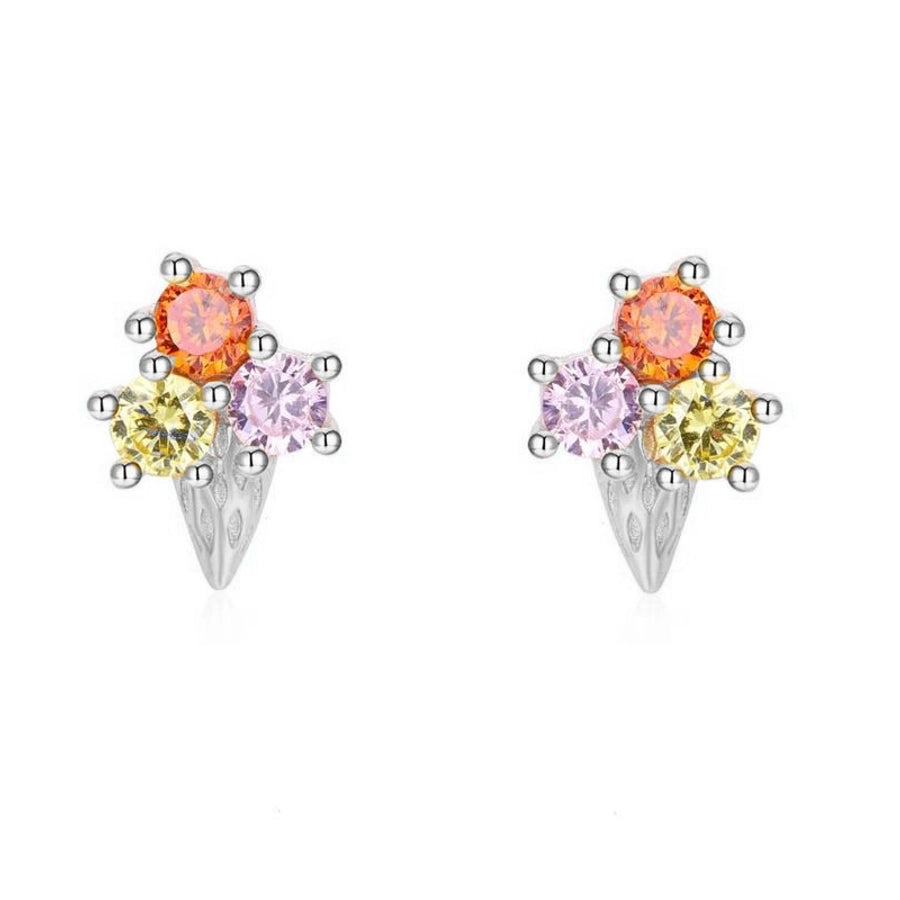 1 pair sweet simple style flower plating inlay copper zircon gold plated ear studs