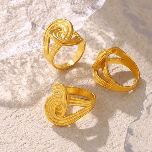 Jewelry Elegant Exaggerated Modern Style Geometric Titanium Steel 18K Gold Plated Plating Rings