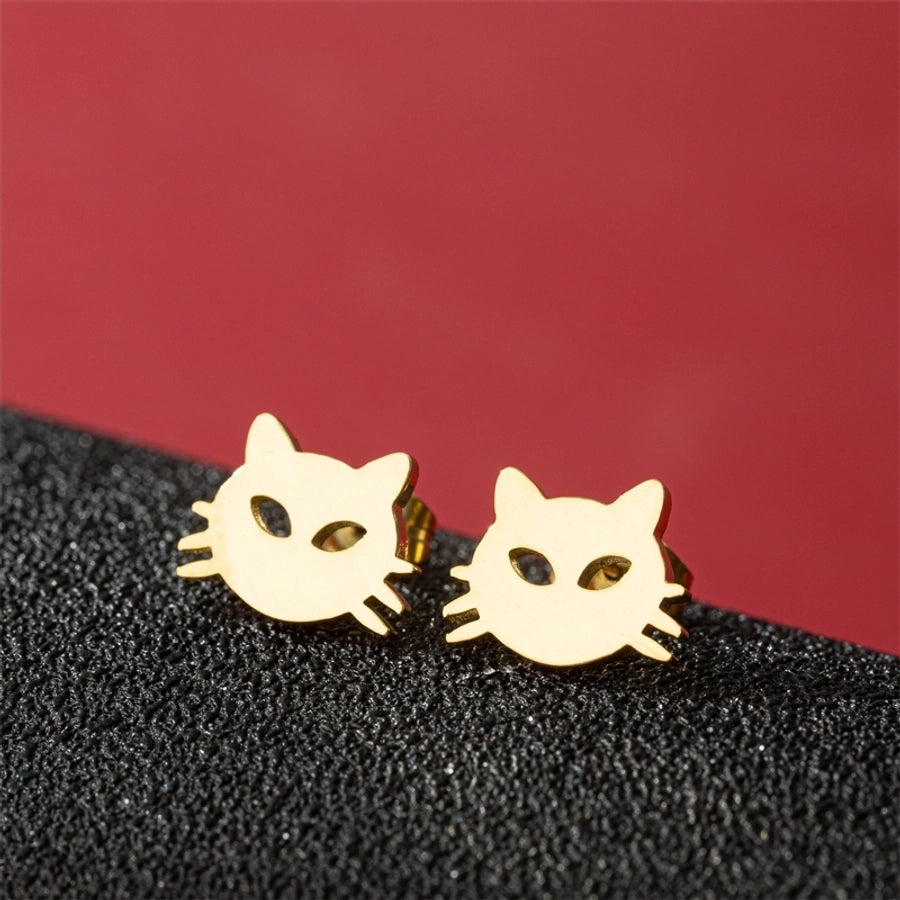 1 Pair Cute Basic Sweet Animal Cat Polishing Plating 304 Stainless Steel 18K Gold Plated Ear Studs