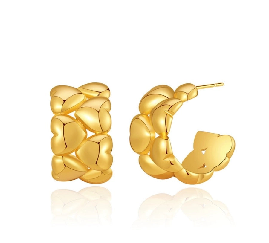 1 Pair Simple Style Heart Shape 304 Stainless Steel Titanium Steel 18K Gold Plated Ear Studs