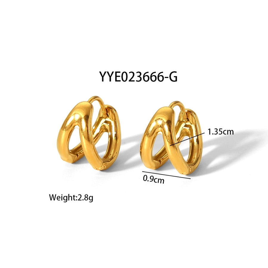 1 Pair Basic Classic Style Geometric Polishing Plating 304 Stainless Steel 18K Gold Plated Earrings