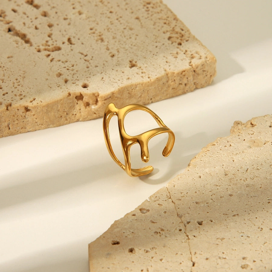 Jewelry Simple Style Irregular Solid Color Bow Knot 304 Stainless Steel 18K Gold Plated Open Rings