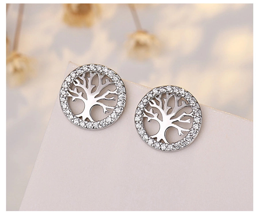 tree of life S925 sterling silver pin earrings women's fashion temperament earrings  manufacturers  jewelry - CEJEW