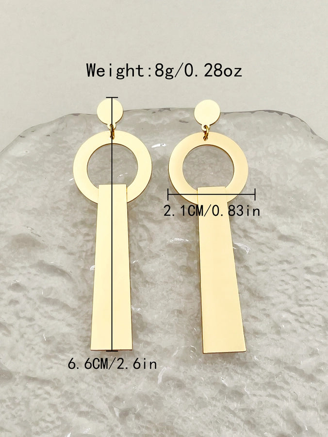 1 Pair Exaggerated Geometric Plating 304 Stainless Steel 14K Gold Plated Drop Earrings