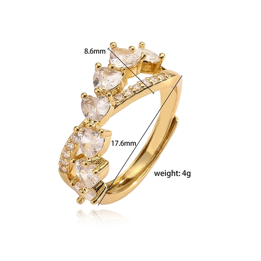 elegant luxurious shiny v shape copper plating inlay zircon 18k gold plated open rings