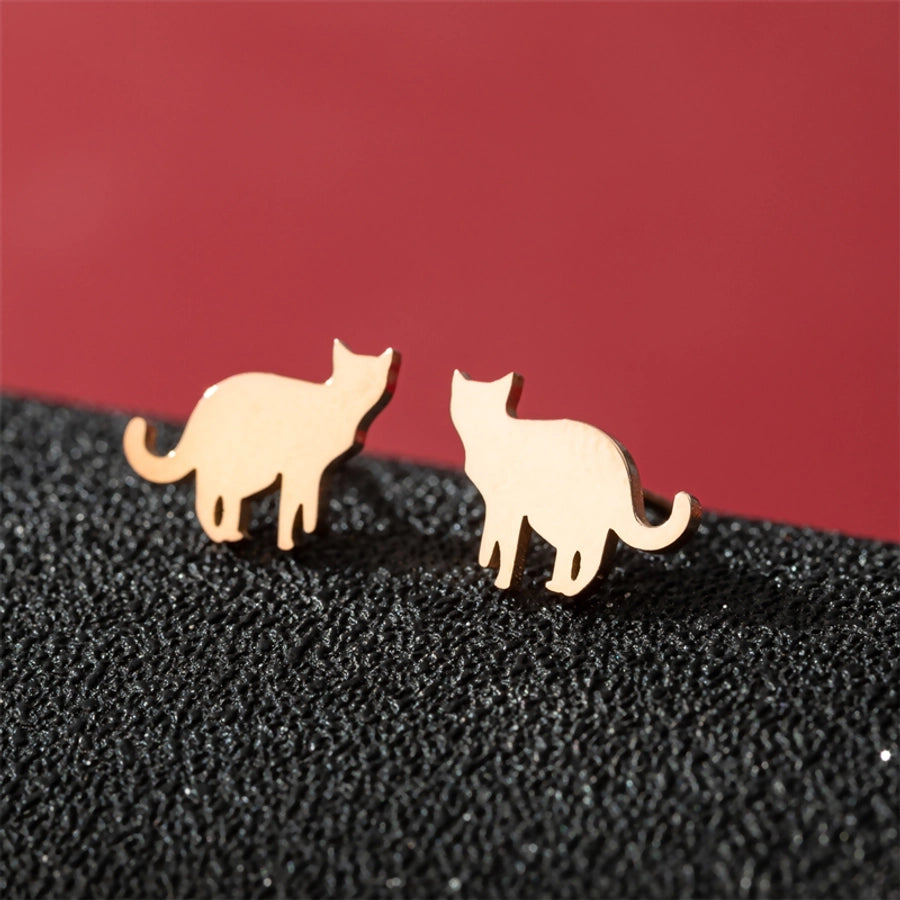 1 Pair Cute Basic Sweet Animal Cat Polishing Plating 304 Stainless Steel 18K Gold Plated Ear Studs