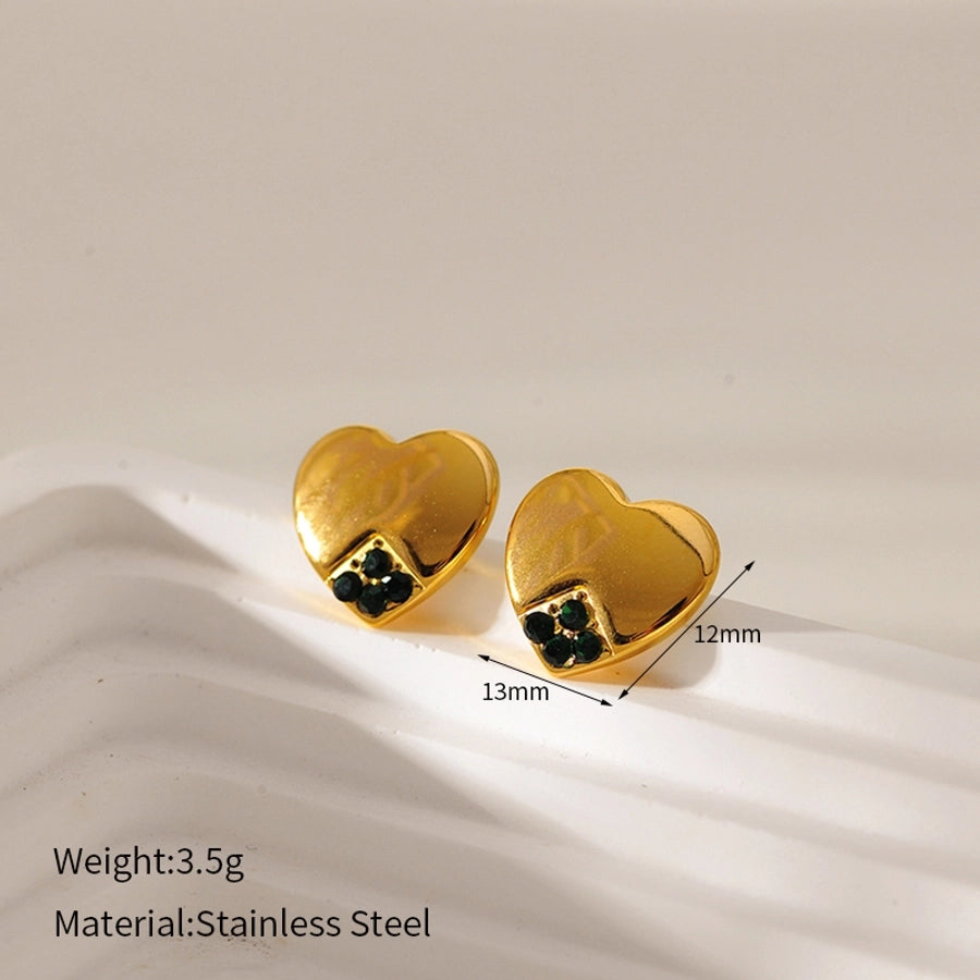 1 Pair Elegant Vintage Style Luxurious Heart Shape 304 Stainless Steel Ear Studs