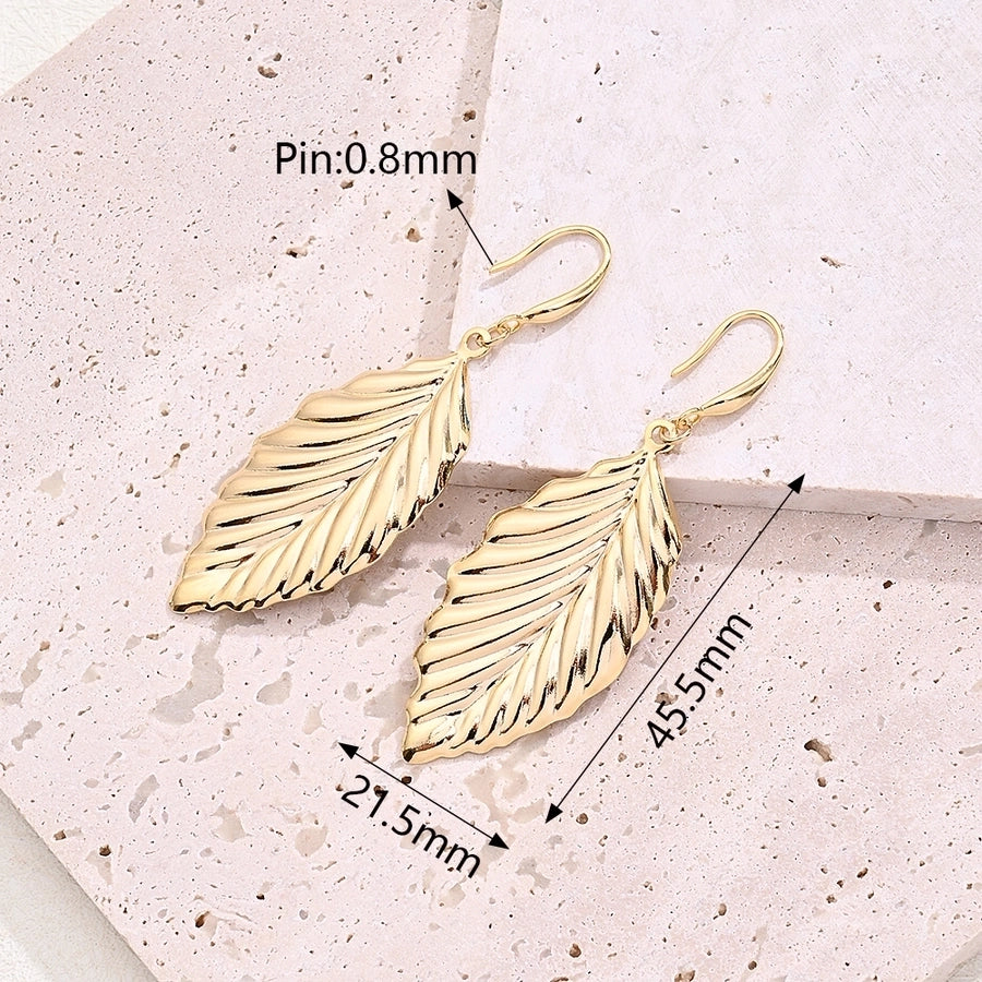 1 Pair/Package Exaggerated Modern Style Simple Style Irregular Leaves Handmade Polishing Plating Copper 18K Gold Plated White Gold Plated Earrings