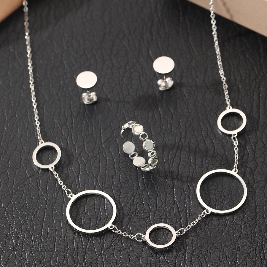 Jewelry Simple Style Round Solid Color 304 Stainless Steel Plating Jewelry Set