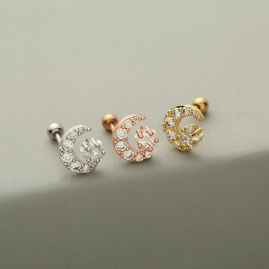 fashion flower copper ear studs inlay zircon copper earrings 1 piece