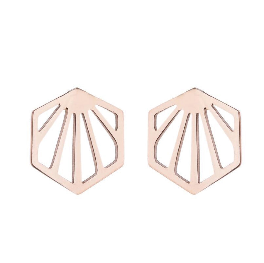 1 pair simple style geometric titanium steel plating ear studs