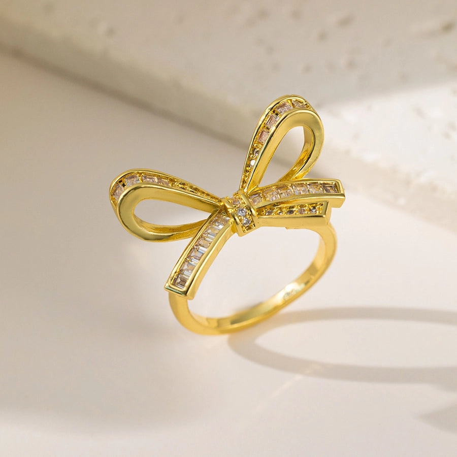 Copper Plating Geometric Bow Knot Copper Rings