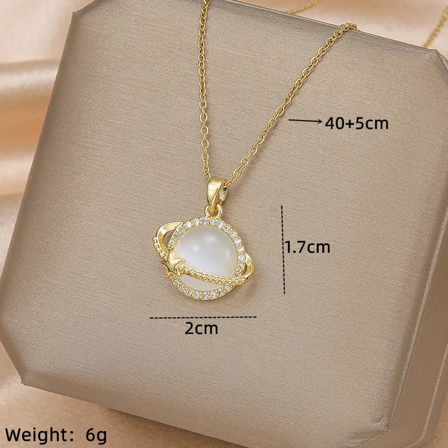 IG Style Simple Style Electrocardiogram Wings Bow Knot 201 Stainless Steel Copper Plating Inlay Opal Zircon Pendant Necklace