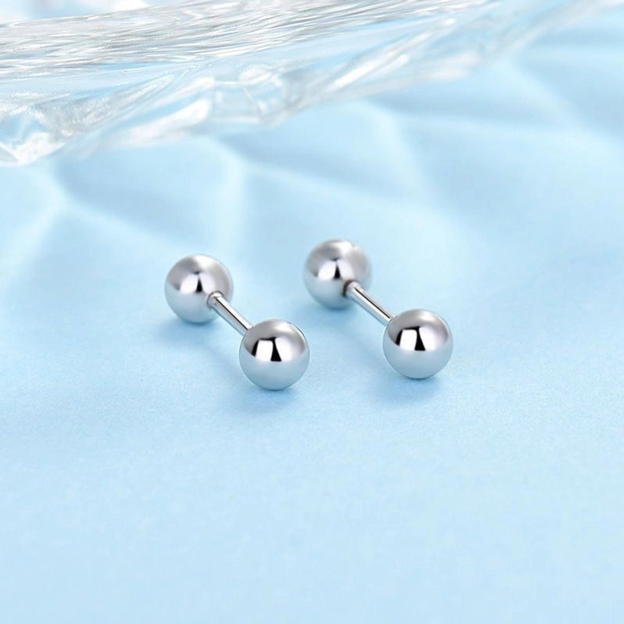 S925 silver anti-lost earrings love four-leaf clover round earrings stainless steel screw to prevent falling off without picking ear holes