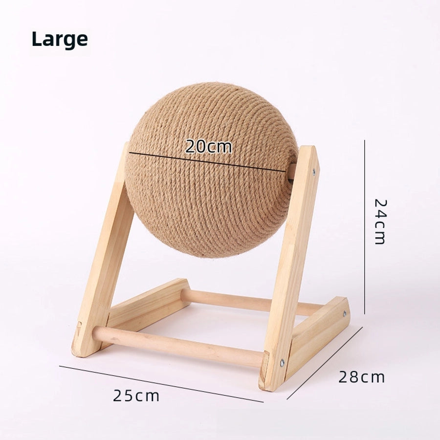 Wooden Cat Scratch Board Toy Durable Cat Scratching Post Ball Hand-wound Rope Climbing Frame Pet Supplies