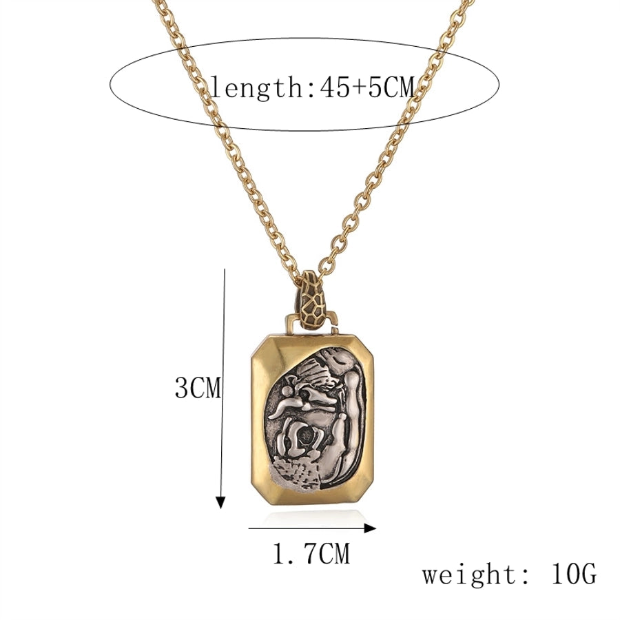 ig style simple style portrait stainless steel copper plating inlay zircon gold plated pendant necklace - CEJEW