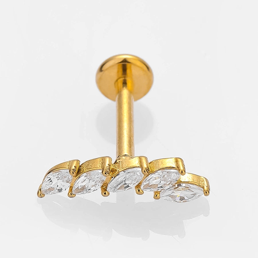 1 Piece Lip Rings Simple Style Leaves Crown 316L Stainless Steel  Zircon 18K Gold Plated Lip Rings Ear Cartilage Rings & Studs Nose Rings & Studs