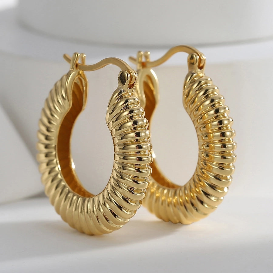 1 Pair Simple Style Classic Style Solid Color Plating Brass 18K Gold Plated Earrings