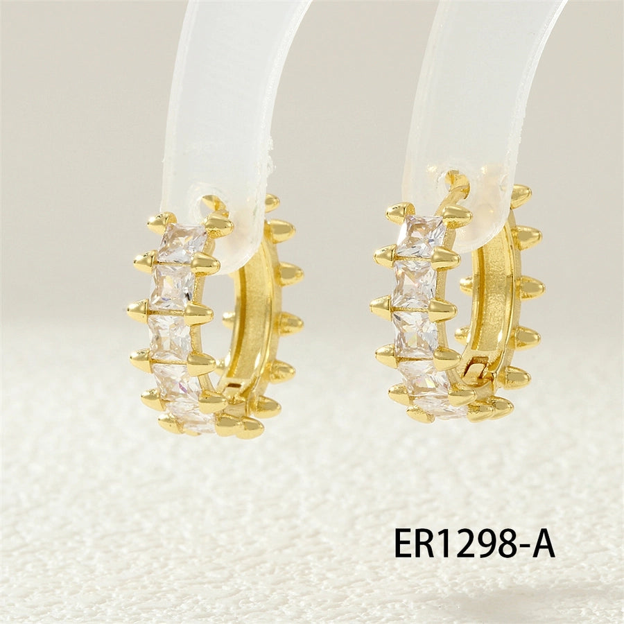 1 Pair IG Style Simple Style Commute Round Plating Inlay Copper Zircon 18K Gold Plated Hoop Earrings