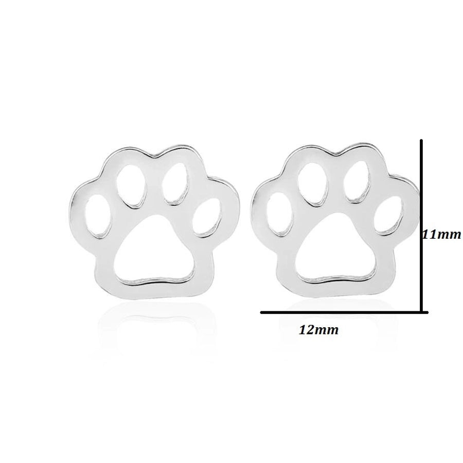 Simple Style Paw Print Plating 304 Stainless Steel No Inlaid 18K Gold Plated Ear Studs