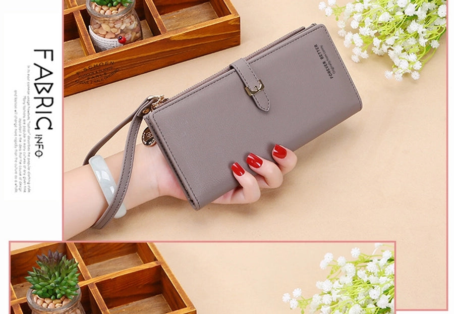 Women's Solid Color Pu Leather Buckle Wallets