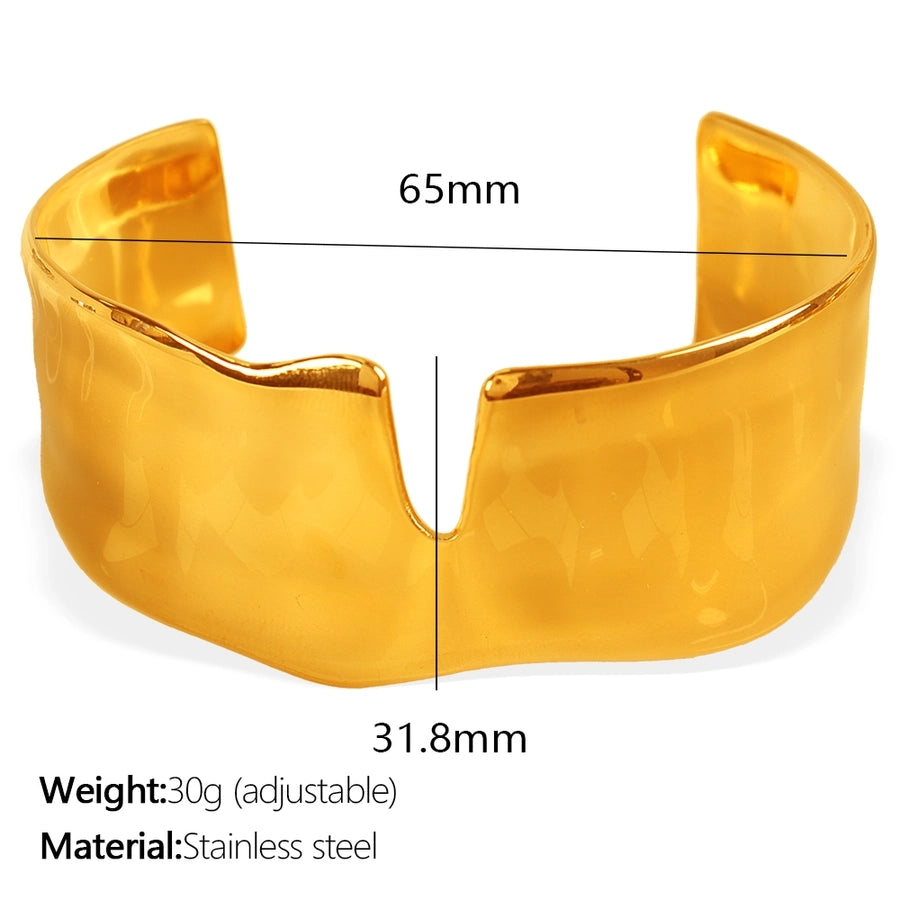 IG Style Exaggerated Irregular Solid Color 304 Stainless Steel 18K Gold Plated Bangle In Bulk