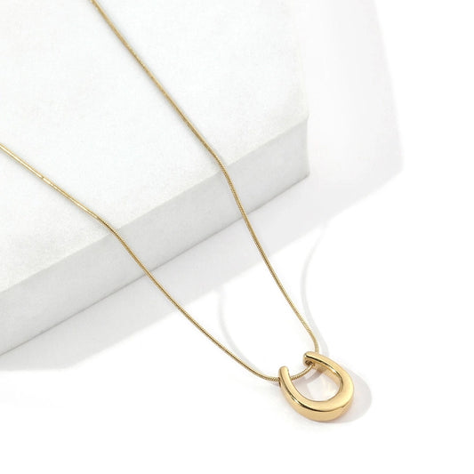 Jewelry Simple Style Horseshoe 201 Stainless Steel 18K Gold Plated Polishing Plating Pendant Necklace