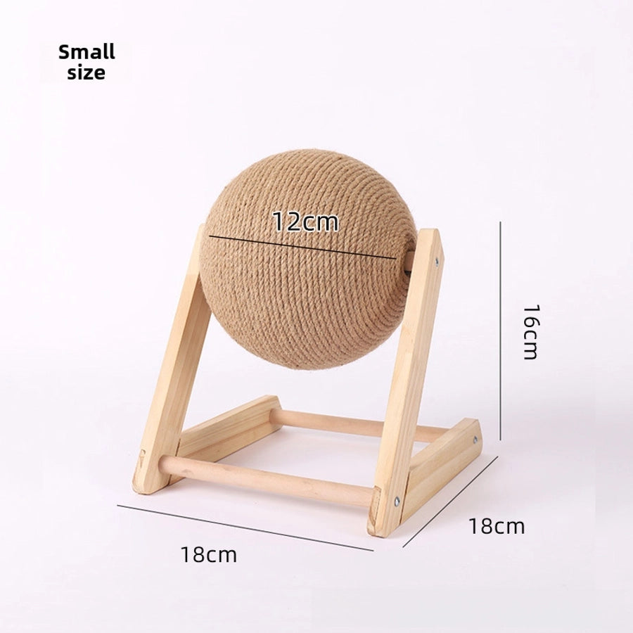 Wooden Cat Scratch Board Toy Durable Cat Scratching Post Ball Hand-wound Rope Climbing Frame Pet Supplies