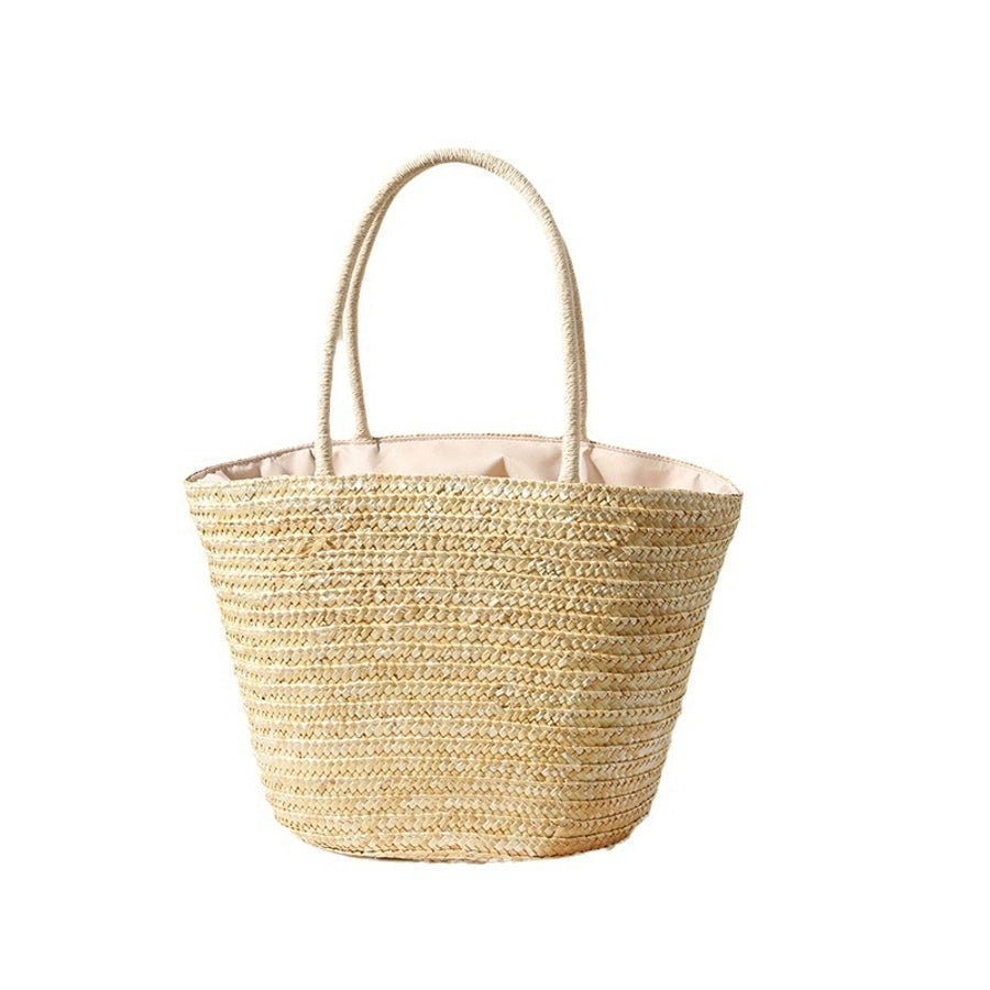 Women's Medium Straw Lemon Vacation Beach Weave Bucket String beach bag